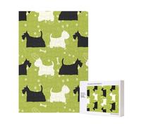 Puzzle en Bois de 300 pièces représentant des Silhouettes de Chiens (Scottish Terrier et Westie) avec boîte d'emballage pour Adultes