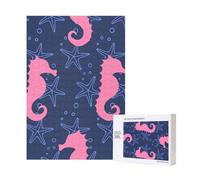 Puzzle en Bois de 300 pièces représentant des Silhouettes d'hippocampes et d'étoiles de mer, avec boîte d'emballage pour Adultes.