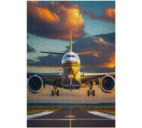 Puzzle en bois de 300 pièces représentant un avion de ligne décollant au coucher du soleil - Idéal pour les adolescents et les enfants (jeu éduca