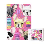 Puzzle en Bois de 300 pièces représentant Un Chiot Bouledogue français à l'aquarelle, pour Un Moment de détente en Famille.
