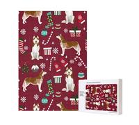 Puzzle en Bois de 300 pièces représentant Un Husky, des Cannes de Noël et Le Chien Ruby, idéal pour Les fêtes en Famille.