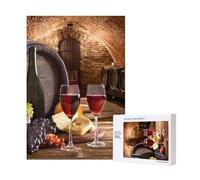 Puzzle en Bois de 300 pièces représentant Une Cave à vin Rouge, avec boîte d'emballage pour Adultes.