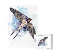 Puzzle en Bois de 300 pièces représentant Une Hirondelle à l'aquarelle, idéal pour s'amuser en Famille.