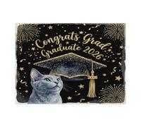 Puzzle en bois de 500 pièces avec chapeau de diplôme de chaton bleu russe, félicitations diplômées, décoration imprimée de e 2026 pour divertissement créatif