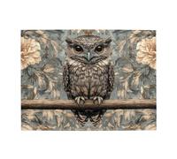 Puzzle en bois de 500 pièces avec fleur de hibou noir pour adultes, puzzle stimulant pour taille de jeu 38,1 x 50,1 cm