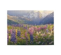 Puzzle en bois de 500 pièces de fleurs violettes de haute montagne pour adultes, puzzle stimulant pour taille de jeu 38,1 x 50,1 cm
