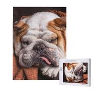 Puzzle en Bois de 500 pièces, Jeu Familial pour Adultes et Adolescents,Bulldogs Anglais : muselières pour Animaux de Compagnie, Chiens endormis
