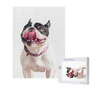Puzzle en Bois de 500 pièces, Jeu Familial pour Adultes et Adolescents,Chien Curieux et Heureux Bouledogue français