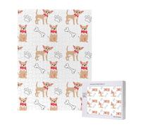 Puzzle en Bois de 500 pièces, Jeu Familial pour Adultes et Adolescents,Chihuahua, Chiens Mignons et Bol