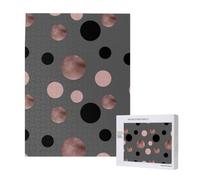 Puzzle en Bois de 500 pièces, Jeu Familial pour Adultes et Adolescents,Élégants Faux Cercles Roses et Noirs