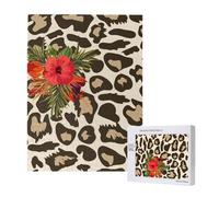 Puzzle en Bois de 500 pièces, Jeu Familial pour Adultes et Adolescents,Fleur d'hibiscus léopard