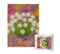 Puzzle en Bois de 500 pièces, Jeu Familial pour Adultes et Adolescents,Fleurs d'Edelweiss suisses
