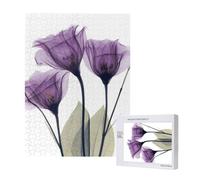 Puzzle en Bois de 500 pièces, Jeu Familial pour Adultes et Adolescents,Fleurs d'espoir Violet Lavande