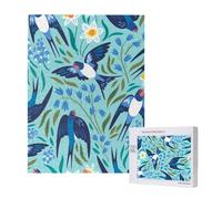 Puzzle en Bois de 500 pièces, Jeu Familial pour Adultes et Adolescents,Hirondelles Volantes Fleurs de Printemps