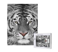 Puzzle en Bois de 500 pièces, Jeu Familial pour Adultes et Adolescents,Magnifique imprimé Tigre Blanc