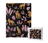 Puzzle en Bois de 500 pièces, Jeu Familial pour Adultes et Adolescents,Motif Tropical léopard