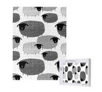 Puzzle en Bois de 500 pièces, Jeu Familial pour Adultes et Adolescents,Moutons drôles sur Fond Gris
