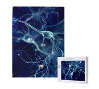 Puzzle en Bois de 500 pièces, Jeu Familial pour Adultes et Adolescents,Neurologie des neurones et des cellules cérébrales 3D