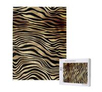 Puzzle en Bois de 500 pièces, Jeu Familial pour Adultes et Adolescents,Peau d'animal zèbre Noir et Or Africain sépia