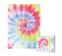 Puzzle en Bois de 500 pièces, Jeu Familial pour Adultes et Adolescents,Tourbillon en Spirale Arc-en-Ciel tie-Dye