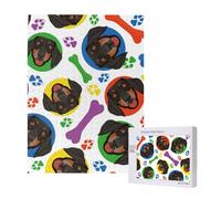 Puzzle en Bois de 500 pièces, Jeu Familial pour Adultes et Adolescents,Visage de Teckel Joueur