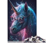 Puzzle en Bois de 500 pièces « Licornes cosmiques à Lunettes » - Jeu éducatif Familial pour Noël et Anniversaire - 500 pièces (52 x 38 cm)