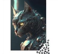 Puzzle en Bois de 500 pièces pour Adultes - Chat Cyborg n°1 - Jeu de Puzzle pour Enfants et familles - Cadeau de Noël - 500 pièces (52 x 38 cm)