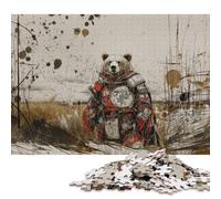 Puzzle en Bois de 500 pièces pour Adultes - Ours Guerrier en Armure - Puzzle carré pour Enfants - Jeux en Famille - Cadeaux de Noël - 500 pièces (52 x 38 cm)