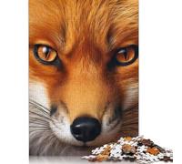 Puzzle en bois de 500 pièces pour adultes - Photographie de renard en gros plan - Puzzle carré pour enfants - Jeux familiaux - 500 pièces (52 x 38 cm)