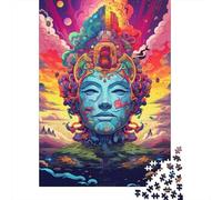 Puzzle en Bois de 500 pièces pour Adultes, représentant Une Statue de Bouddha colorée et Artistique, Jeu Familial, pour Un ami, 500 pièces (52 x 38 cm)