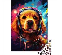 Puzzle en Bois de 500 pièces pour Adultes, thème Astronaute et Golden Retriever, Jeu Familial, pour Un ami, 500 pièces (52 x 38 cm)
