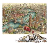 Puzzle en Bois de 500 pièces pour Adultes - Vues emblématiques de Londres - Puzzle pour Enfants - Jeux de Famille - Cadeaux de Noël - 500 pièces (52 x 38 cm)