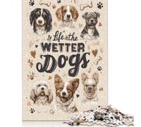 Puzzle en Bois de 500 pièces représentant d'adorables Chiens mouillés, idéal pour Les Adultes. Puzzle éducatif à Offrir en Famille ou Entre Amis. 500 pièces (52 x 38 cm).