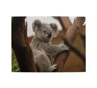 Puzzle en Bois de 500 pièces représentant Un Adorable Koala sur Un Arbre, idéal pour Les Adultes et Les Personnes âgées.