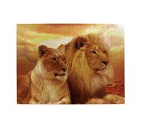 Puzzle en Bois de 500 pièces représentant Un Lion et Une lionne d'Afrique - Idéal pour Les Adultes et Les Personnes âgées