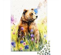 Puzzle en Bois de 500 pièces représentant Un Ours, idéal pour Adultes. Jeu éducatif Anti-Stress et Cadeau de Noël. 500 pièces (52 x 38 cm).