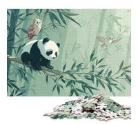 Puzzle en Bois de 500 pièces représentant Un Panda dans Une bambouseraie (52 x 38 cm), Un Puzzle Difficile pour Adultes, idéal comme Cadeau de Noël.