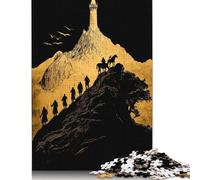 Puzzle en Bois de 500 pièces représentant Une Silhouette de Tour, idéal pour Les Adultes. Thème : Voyage en Montagne. Jeu de Puzzle en Silhouette pour Toute la Famille. (52 x 38 cm)