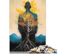 Puzzle en bois de 500 pièces "Terre comme un arbre", puzzle zen, activités familiales, cadeaux de Noël, 500 pièces (52 x 38 cm)