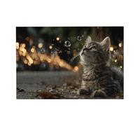 Puzzle en bois de chaton curieux horizontal de 300 pièces pour loisirs en famille et amélioration de la créativité