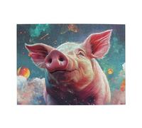 Puzzle en bois de cochon rose étoilé de 500 pièces pour adultes, puzzle stimulant pour taille de jeu 38,1 x 50,1 cm