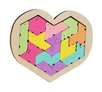 Puzzle en bois de coeur,Puzzle en bois - Amusement familial en forme de coeur,Puzzles, puzzles de motifs de formes géométriques, bloc de puzzle géométrique educ