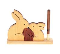 Puzzle en bois de lapin,Puzzle d'animaux en bois,Jouets de puzzle en bois pour enfants - Puzzle de lapin en bois, puzzle décoratif familial, porte-stylo