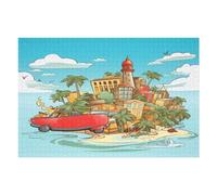 Puzzle en bois de l'île de Cuba avec boîte de rangement, puzzle en bois respectueux de l'environnement pour les loisirs à la maison, le soulagement du stress et la décoration, 1 000 pièces