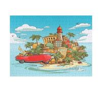 Puzzle en bois de l'île de Cuba avec boîte de rangement, puzzle en bois respectueux de l'environnement pour les loisirs à la maison, le soulagement du stress et la décoration, 500 pièces