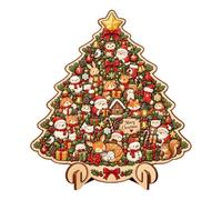Puzzle en Bois de Noël - Puzzle Silhouette de Bonhomme de Neige d'arbre, | Illustration festive découpée, pièce d'exposition autoportante, activité agréable les , les adolescents, les parents