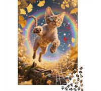 Puzzle en Bois De Qualité Supérieure 1000 Pièces - Chat Devon Rex | Défi Visuel pour Toutes Générations | Assemblage Précis, Satisfaction Totale