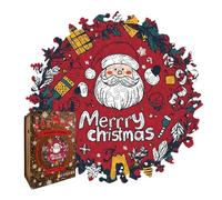 Puzzle en bois : design de couronne de Noël, activité de puzzle de vacances, géométrie imbriquée précise, fonction de développement des compétences cognitives, parfait pour les activités avec