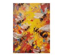Puzzle en Bois Détaillé Bees in Flight Abstract Art pour Adultes, 500 PCS