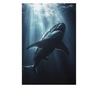Puzzle en Bois Détaillé Great White Shark Underwater Sunlight pour Adultes, 1000 PCS
